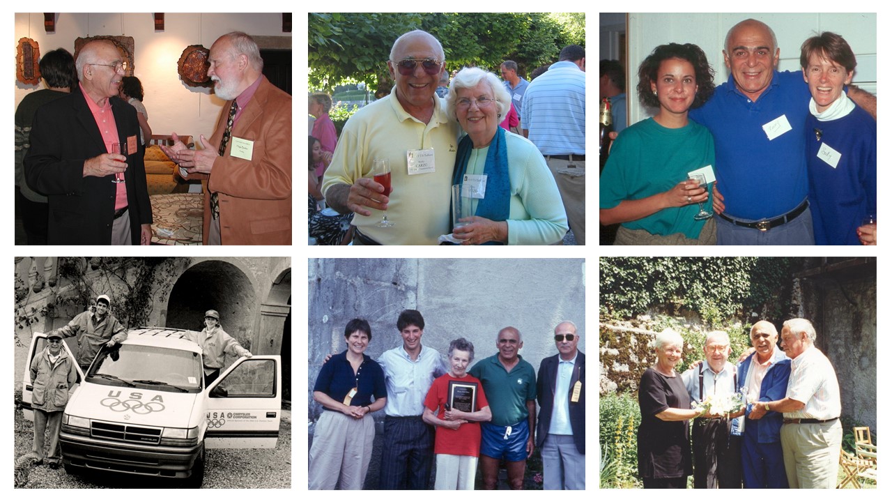 A collage of photos of Rocky Carzo with family, friends, and Europea Center visitors